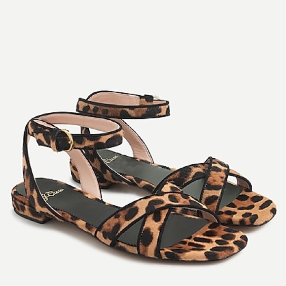J. Crew Shoes - 🆕{J. CREW}Abbie Leopard Calf - Hair Strap Sandals